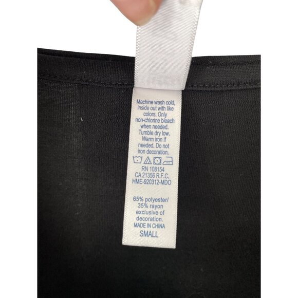 Mac & Belle Black Christmas Santa Print Long Sleeve Top S Polyester Rayon Blend - Picture 4 of 4